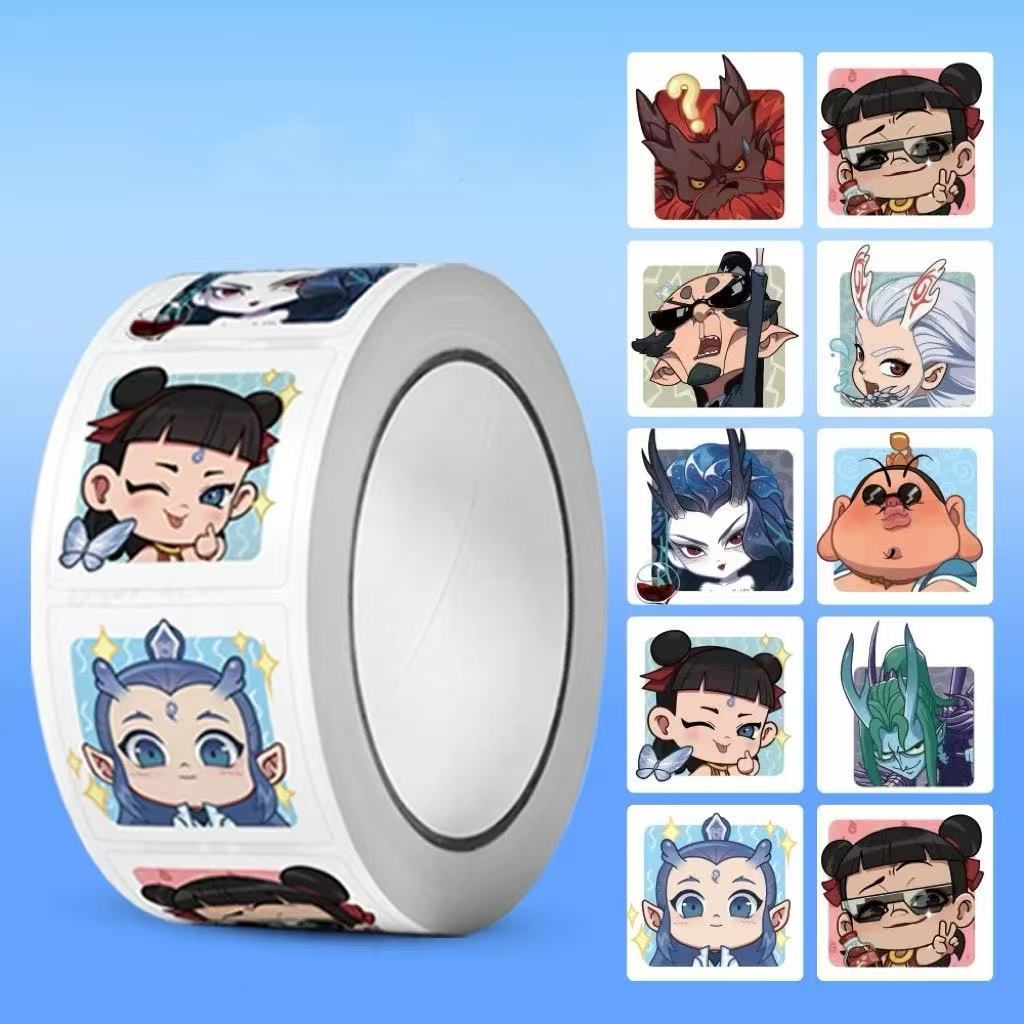 Nezha roll roll calcomanías ins estilo explosivo de alto valor lindo decoración dibujos animados anime cinta divertida y calcomanías selladas para estudiantes