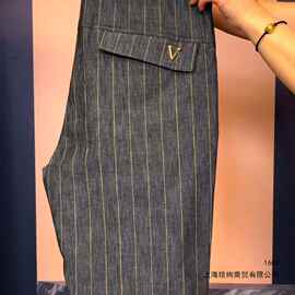 新款夏季男士时尚休闲裤修身西裤条纹百搭商务小脚裤子发完