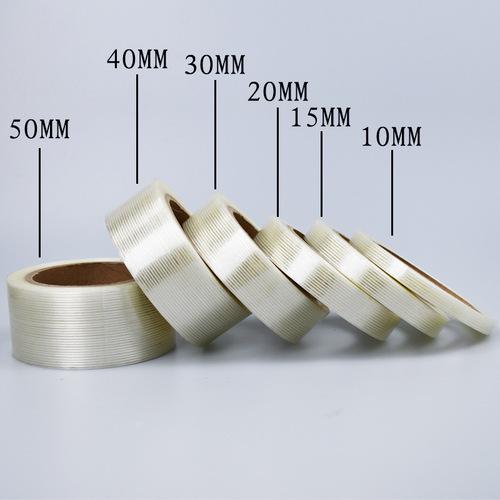 Transparent fiber adhesive tape, residue-free, single strip, textured fiberglass tape, fixed binding, bundled packing fiber