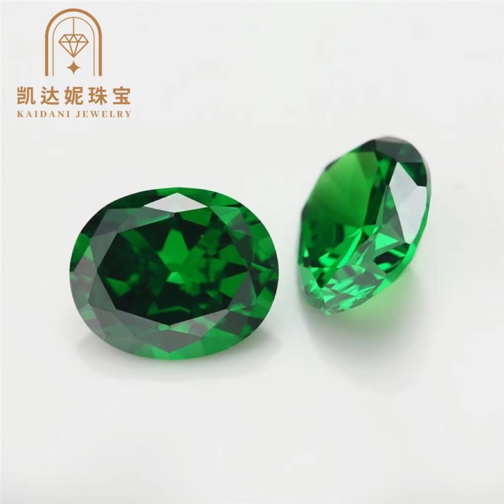 Factory direct 5A color zircon tansan sea blue treasure Emerald Oval bare stone pointed bottom can be diy inlaid