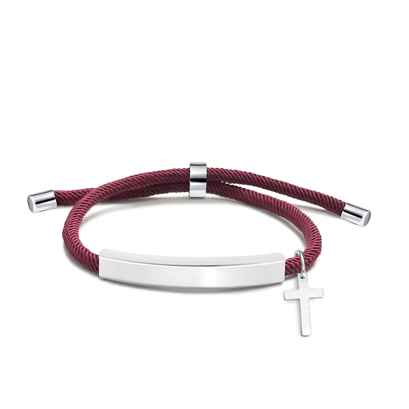 Daily Occasion Classic Style Geometric Cross Customization Laser Engraving 201 Stainless Steel Rope Cord String String Bracelets Wholesale