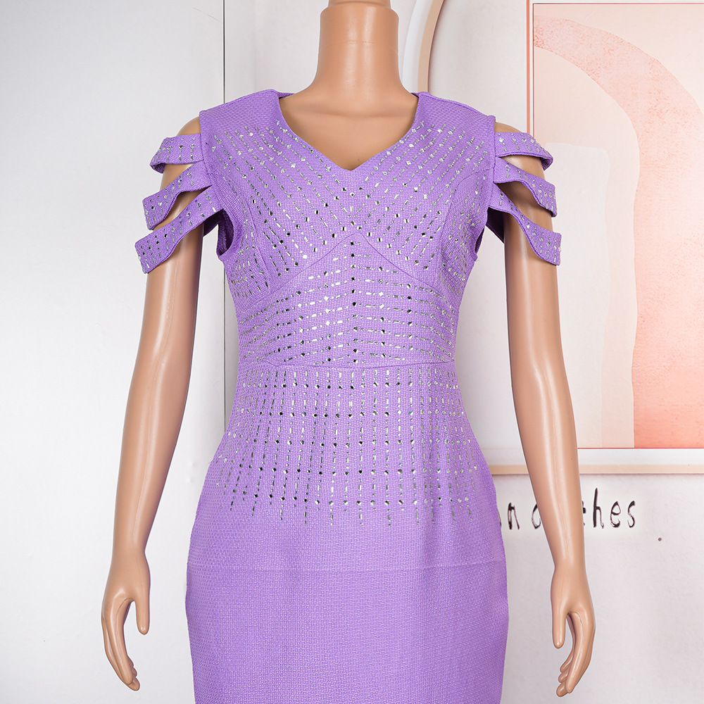 Damenbekleidung V-Ausschnitt sexy Bankettkleid in Übergröße Damenbekleidung heißes Diamant-Kleid mit kleinem Duft_voghion.com