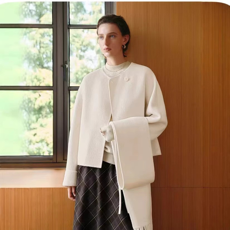 Mm Mijia Mall Same Style 25 Winter Double-Sided Woolen Coat for Women, Short Style for Petite Sizes