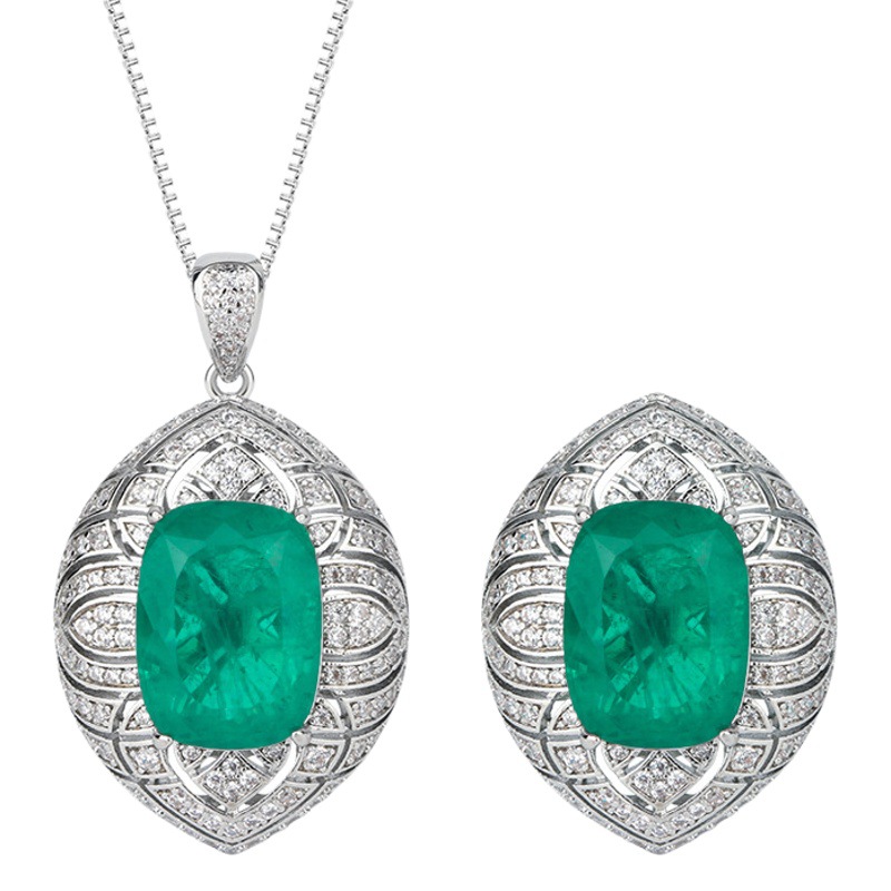 Zhuang Sheng joyas cobre inferior chapado en oro Esmeralda artificial grasa rectangular luz lujo industria pesada traje colgante anillo 12*16