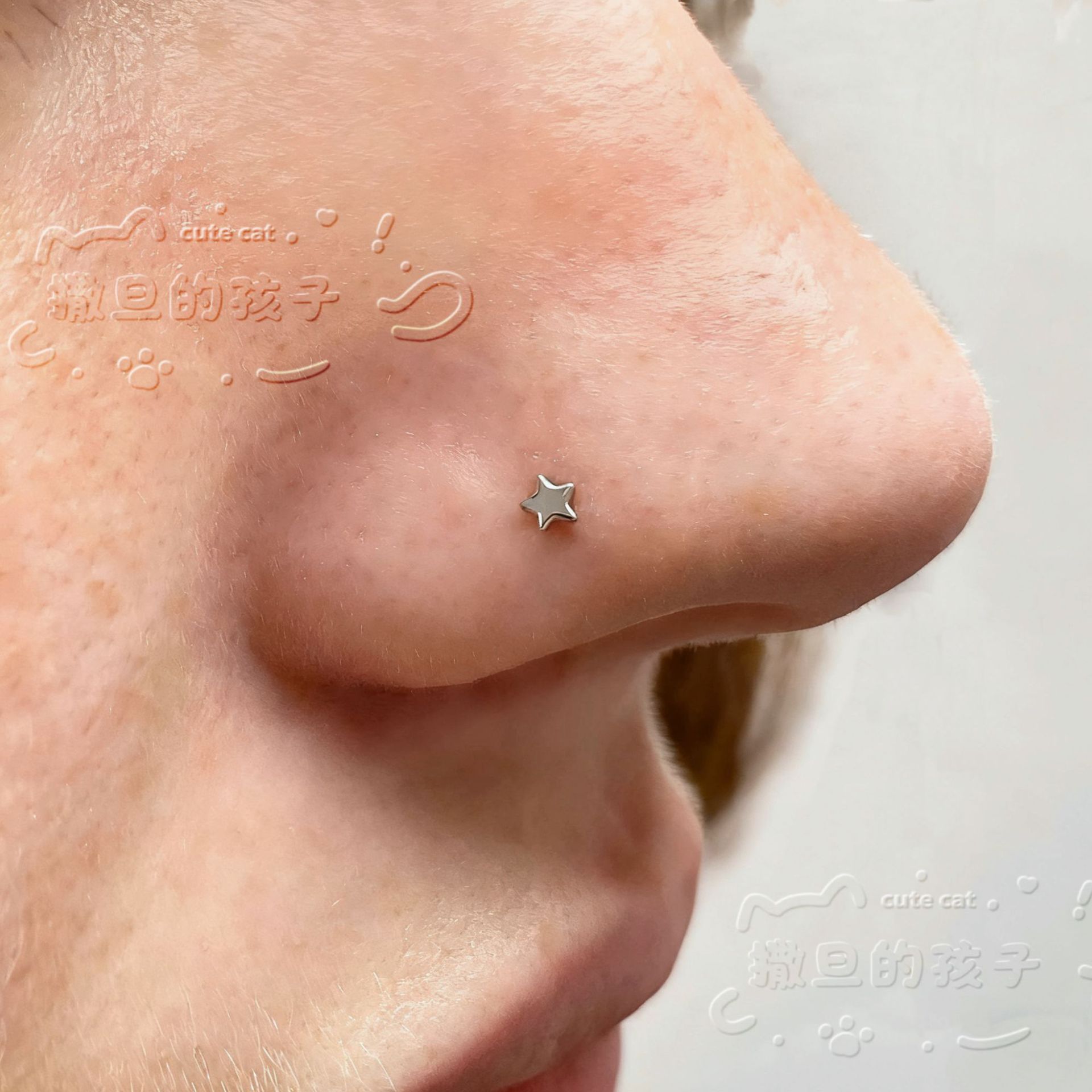 Labret stud lip piercing jewelry styling detail