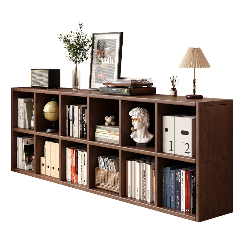 Gabinete de madera maciza con cajón de madera de madera de piso estante de color nuez ocho cuadrones bajo gabinete de almacenamiento