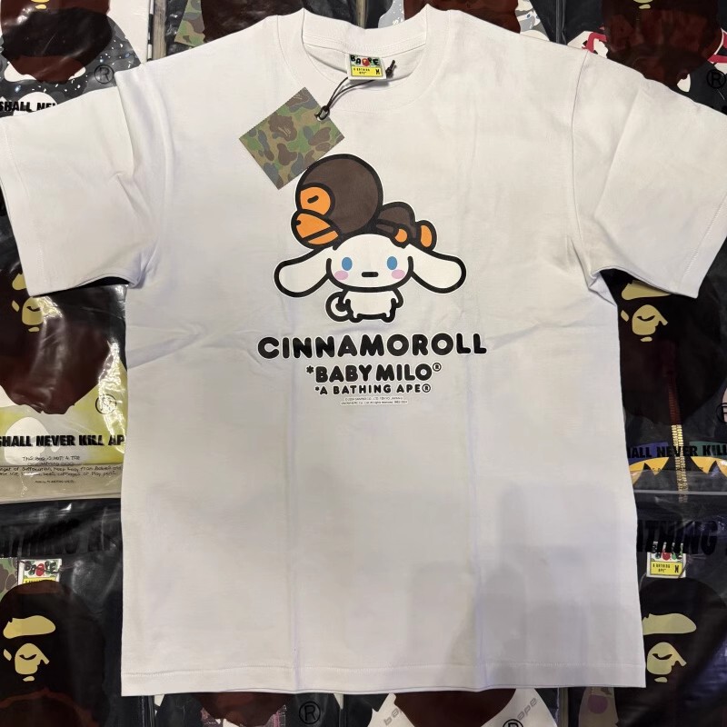 Bape Ape Head Genuine Product, Same Style for Men and Women Couples, Sanrio Collaboration Cute Cartoon Short-Sleeved T-Shirt