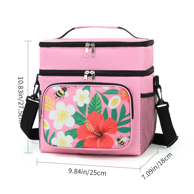 Nuevo paquete de aislamiento de flores al aire libre para picnic bolsas de alimentos frescos bolsas de almuerzo transfronterizas bolsas de almuerzo bolsas de almuerzo portátiles con arroz