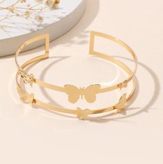 Amazon Direct Supply: Fashionable European & American-Style Hand Accessories &ndash; Simple Hollowed-Out Arm Cuff with Butterfly, Glossy Finish, Geometric Design, and Personalized Metal Bracelet