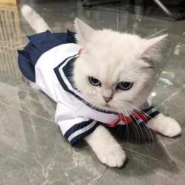 猫衣服连身裙猫咪狗狗可爱衬衫裙子薄款宠物JK制服裙水手服狗衣zb