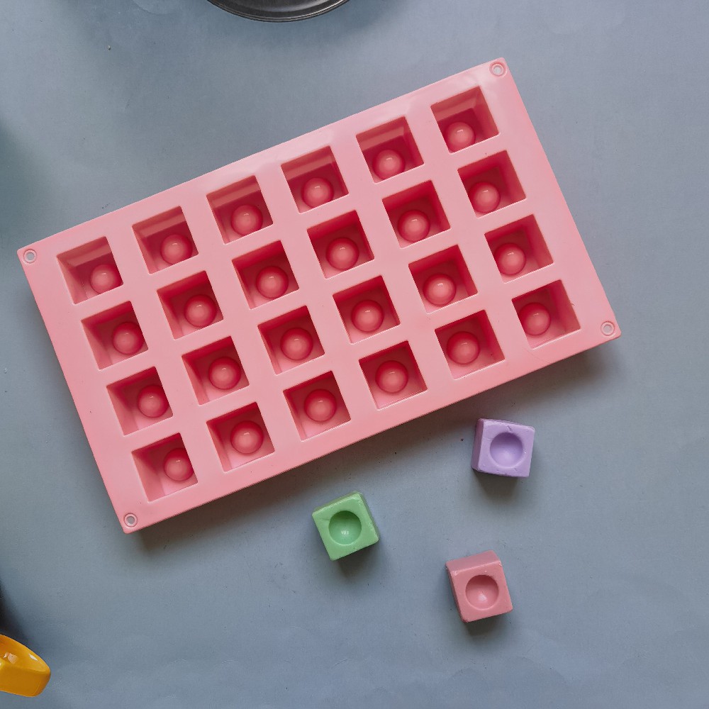 24 cuadros de punto 195 chocolate molde de silicona pudín pastel molde de postre jabón utensilios