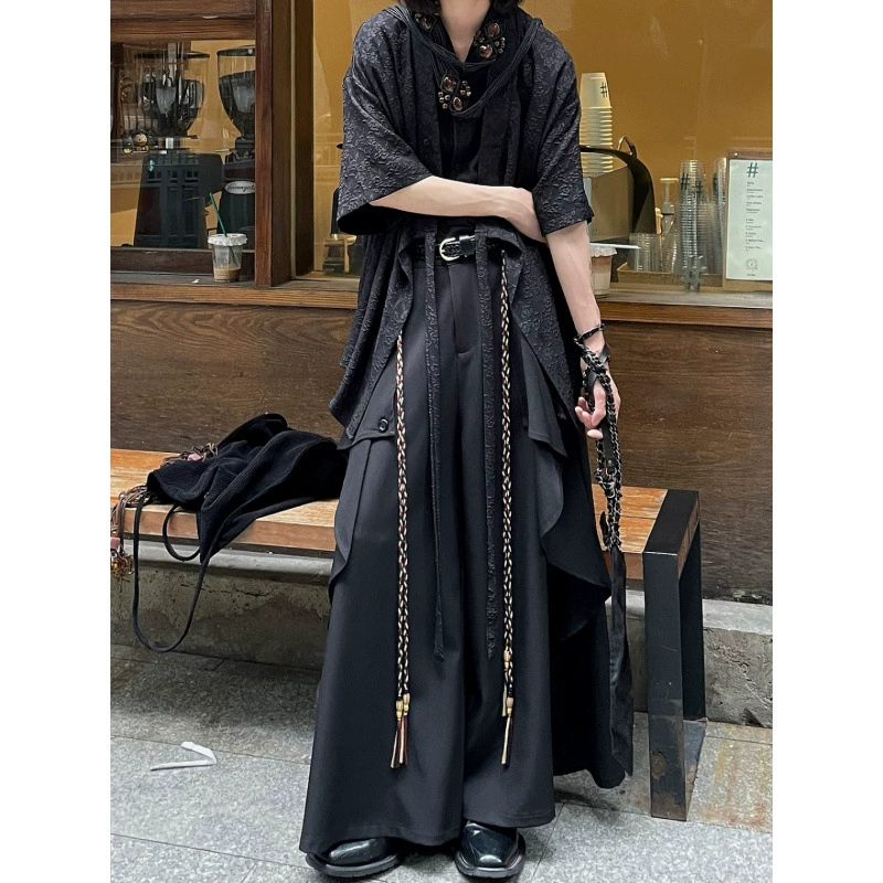 Трансграничные спящие ретро нишевые узорные штаны Ямамото Yoshi Su широкая юбка свободные брюки брюки