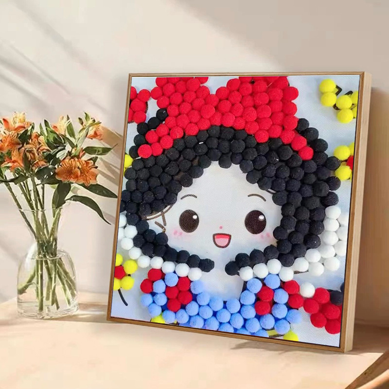 子供は毛玉をいっぱいにしてdiy手作りの材料を作って、益智玩具のアイデアを作って絵を貼ります。|undefined