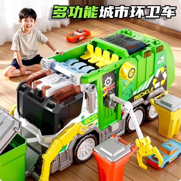 Multifunctional Urban Sanitation Truck Kidsren's Toy Boy Large Transport Cleaning Garbage Truck Puzzle 2025 New Model