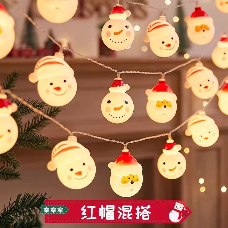 Cadena de luz LED transfronteriza de Navidad diseño de escena Santa Claus caja de la batería Cadena de luz árbol de Navidad luz decorativa