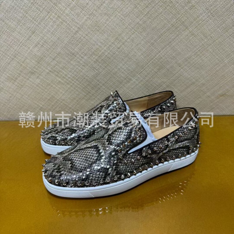 Cl Andgz Red-Soled Shoes, Snakeskin Rings, Silver Nails, Slip-On Men's Shoes, Rivets, Casual Women's Shoes, Women's Shoes, Couple Sneakers Cl Andgz Red-Soled Shoes, Snakeskin Rings, Silver Nails, Slip-On Men's Shoes, Rivets, Casual Women's Shoes, Women's Shoes, Couple Sneakers