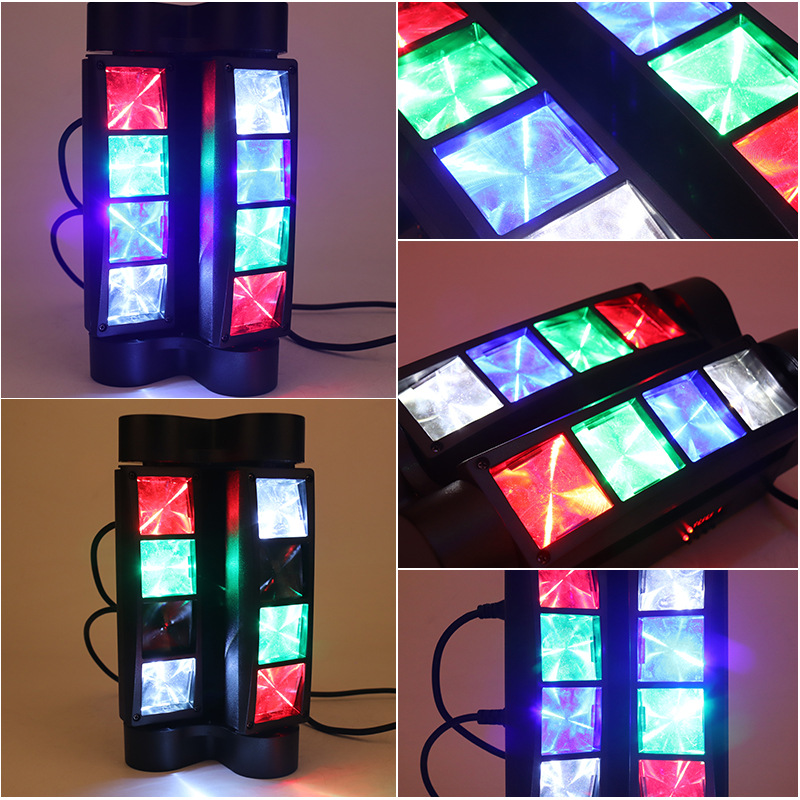 Mini barra de luz LED 8 ojos, control por voz, KTV, luces de escenario y flash