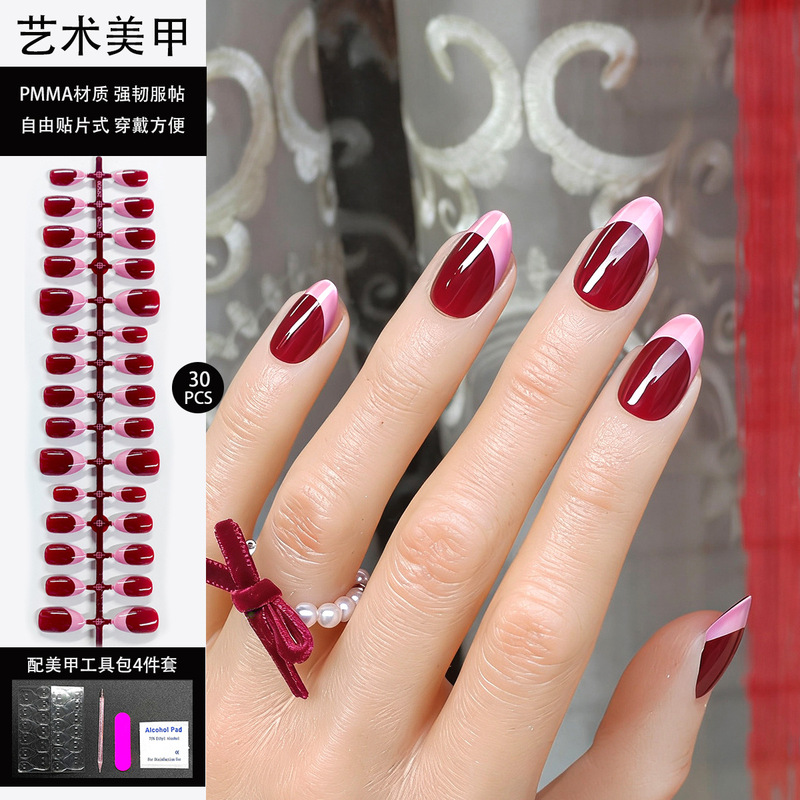 Cross-Border Wearable Nail Red Christmas Nail Art Patch Festive Atmosphere Fake Nail Patch High Quality Art Nail Art
