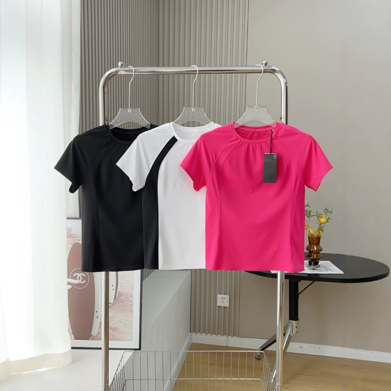 Dijia Women's Quick-Drying Sports T-Shirt Summer New Style Elastic Breathable Casual Slimming Fitness Yoga Short-Sleeved Shirt