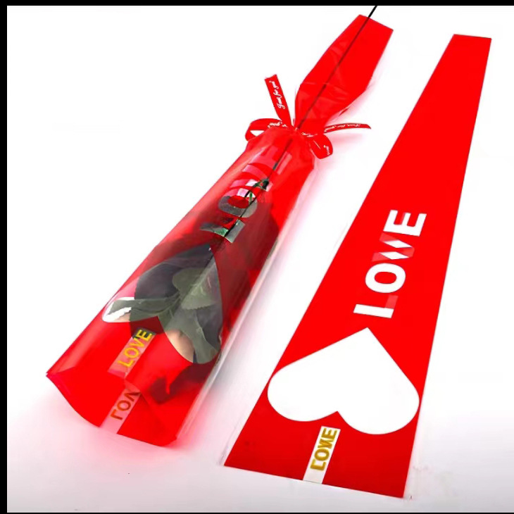 Bolsa de embalaje de flores, bolsa individual de rosas, tienda de flores, bolsa de embalaje de ramo transparente diy, bolsa de ramo opp impermeable de alta gama