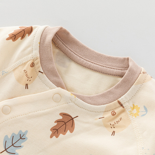 Baby underwear set spring and autumn pure cotton high waist belly protection partial placket set children's autumn clothes and autumn trousers home clothes