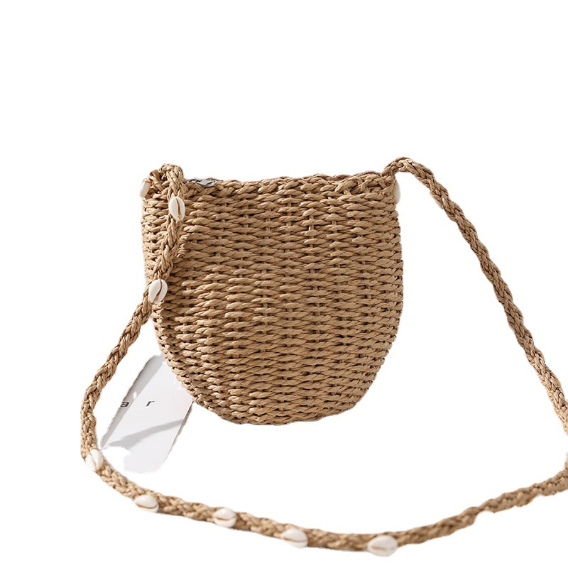 Cute Straw Woven Bag For Women 2025 New Arrival Shoulder Crossbody Shell Straw Bag Woven Versatile Beach Vacation Bag - Thumbnail 5