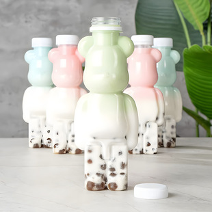 Violent Bear 350Ml400Ml500Mll Milk Tea Bottle Portable Thickeneded Pet Plastic Bottle