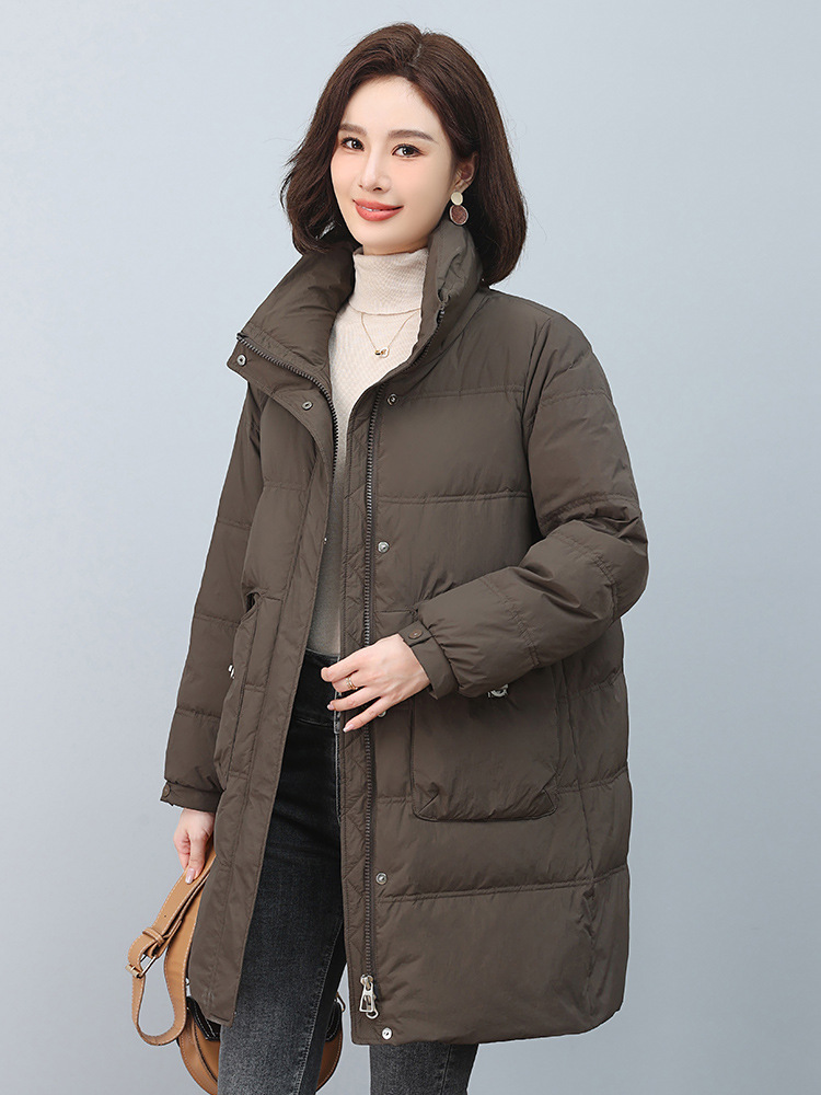 Plus Size Loose Casual Mid-Length down Jacket, Cold-Proof, Warm, Slimming Look, Casual, Versatile, Light, Fashionable and Versatile