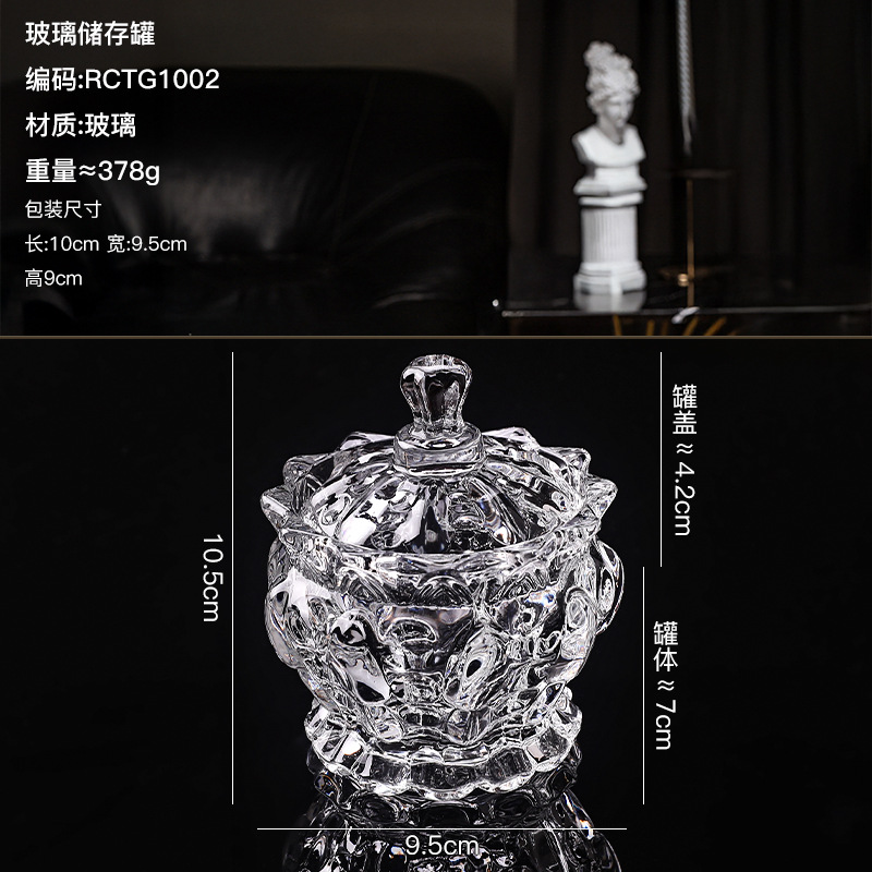 Jarra de caramelo de vidrio vintage transparente de almacenamiento de joyas jarra Mongol de vidrio bolsa candelabro ins accesorios de foto jarra de almacenamiento