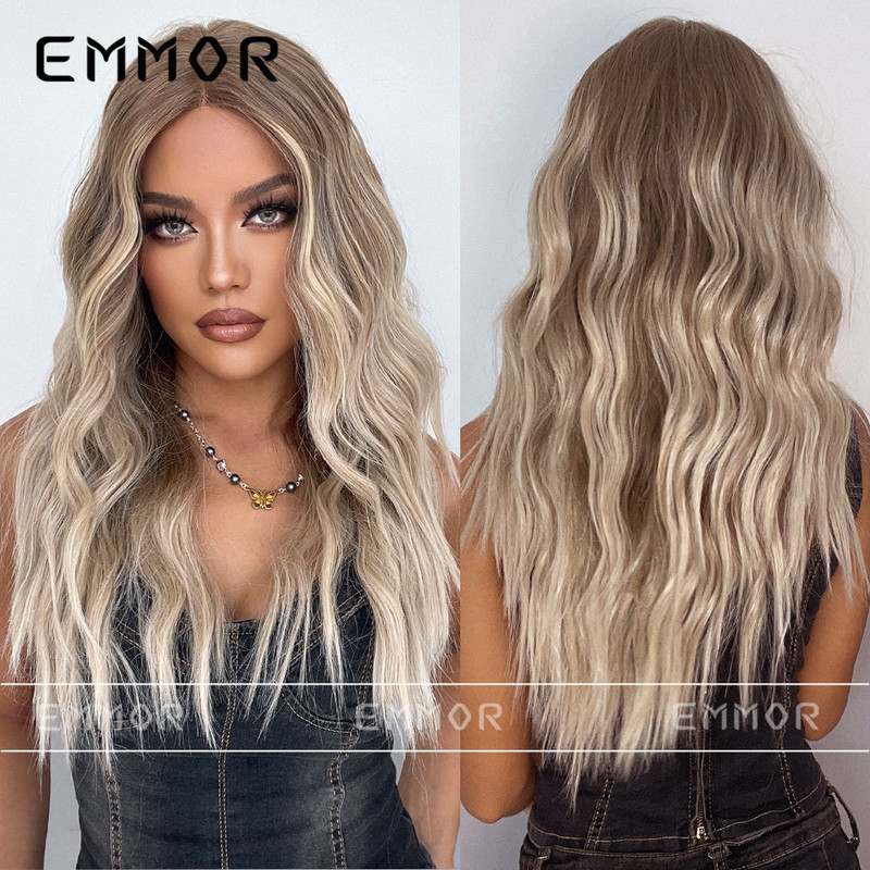 New Hair High Quality High Temperature Silk Chemical Fiber Hair Front Hook Lace Mid Gradient Golden Texture Roll Lace Wig for Women