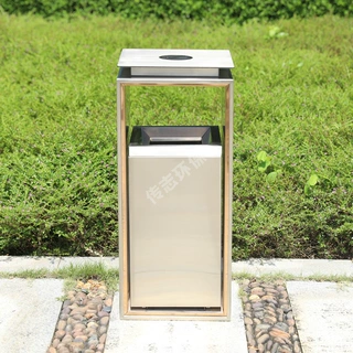 室内方形酒店商场写字楼大堂电梯厅不锈钢垃圾桶导轨无指纹果皮箱