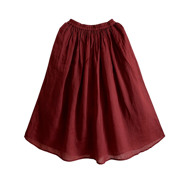 D9836 women's Ramie mid-length skirt with lining