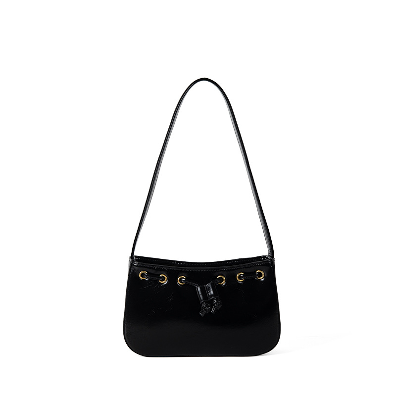 Lässige rote PU-Schultertasche mit Kordelzug-Reißverschluss, vielseitige kleine quadratische Tasche, High-End-Feeling, Achseltasche im neuen Herbststil_voghion.com