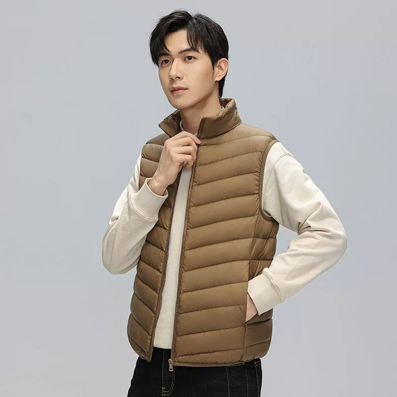 Elite velvet vest with down, light and thin design down jacket for leisure, duck down, trend of season