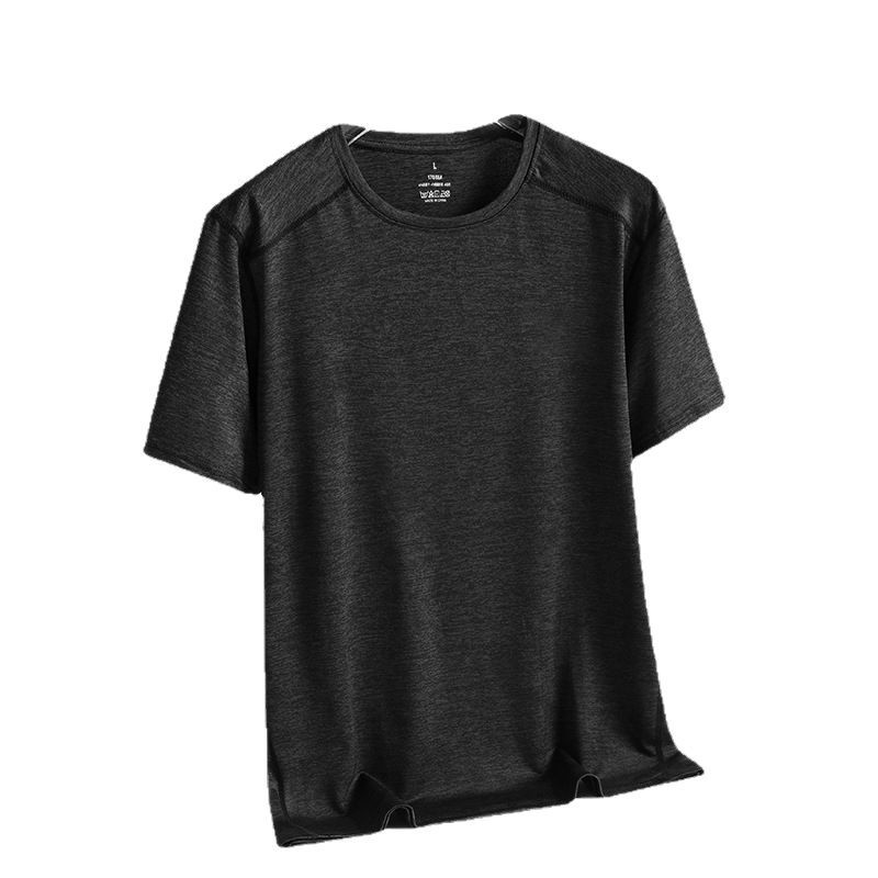 Camiseta de manga corta de seda helada de talla extra grande para hombre, estilo casual moderno, de ajuste holgado, de secado rápido, versátil, sin necesidad de planchado.