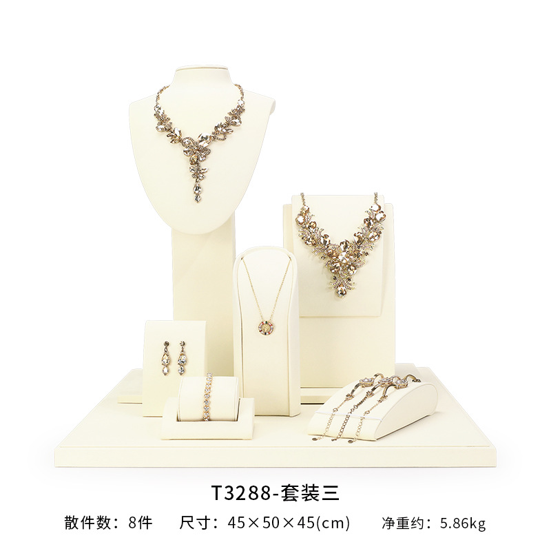 Xu Yue joyería estante de exhibición beige superfibra aretes de lujo anillo de ventana joyería mostrador accesorios