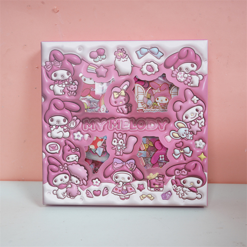 Sanrio Cultural y Creativo Moe Star Party 100 en PET Pegatinas impermeables transparentes Stitch Children's Kapi Hand Cart Periférico