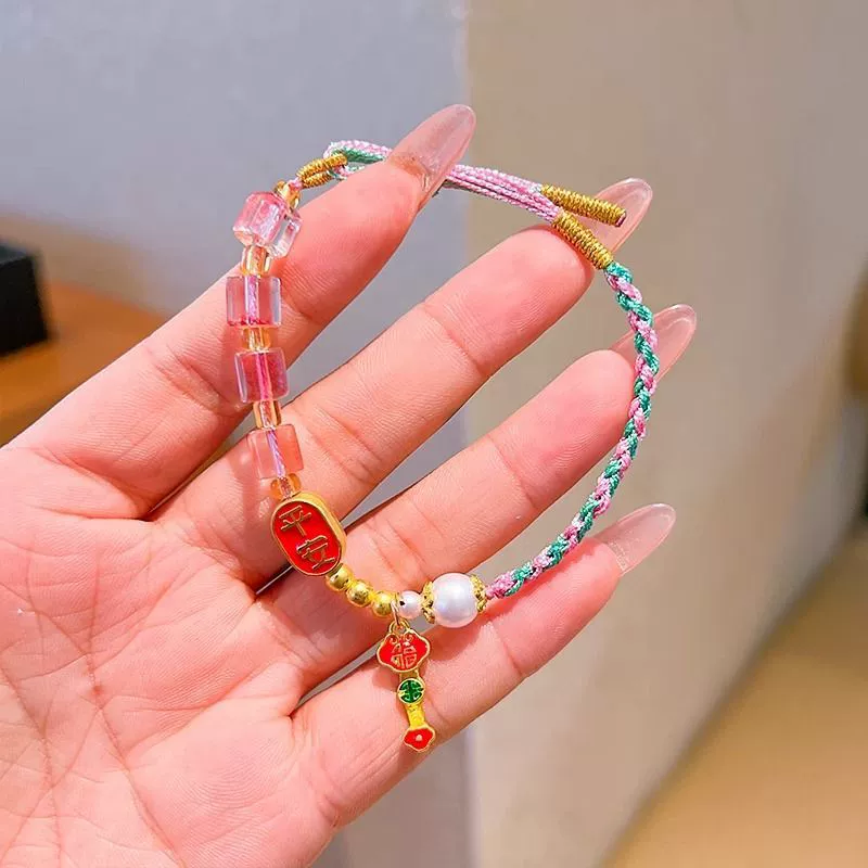 Детский регулируемый тканый красный шнуровой браслет для мальчиков handmade