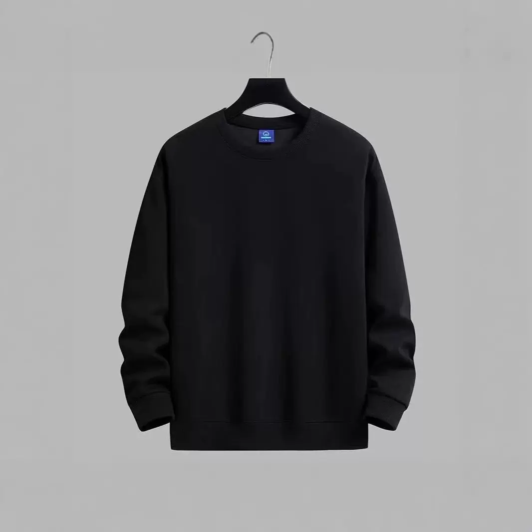 跨境男士卫衣春秋款圆领套头长袖打底衫男宽松休闲百搭上衣男装棉