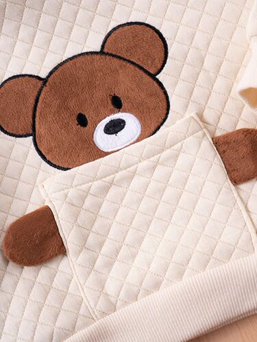 Hottest Selling Children's Autumn/Winter Hooded Sweatshirt Cute Bear Casual Top Warm Fleece Long Sleeve for Boys and Girls