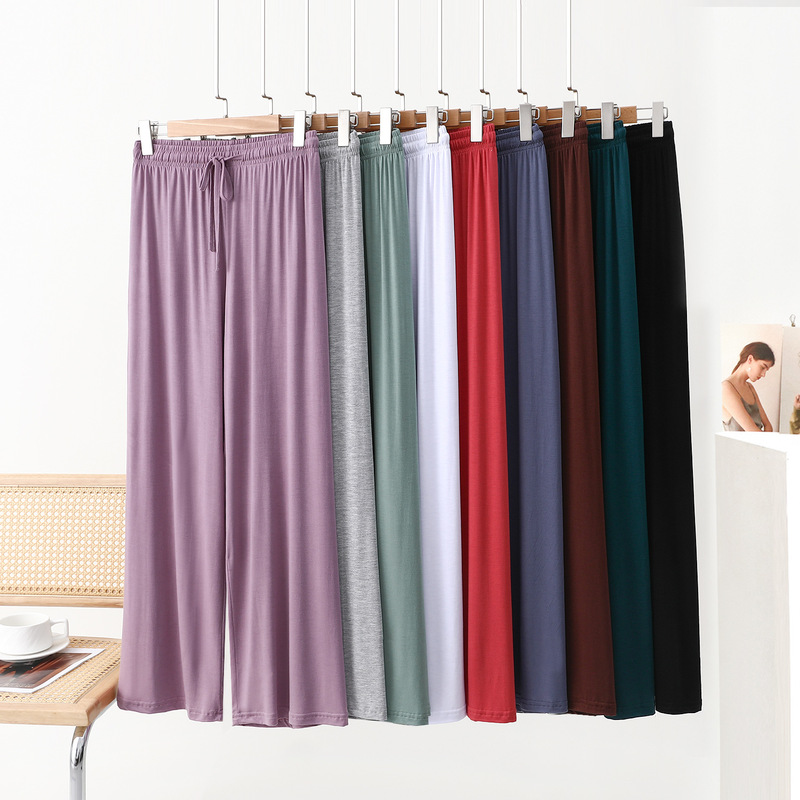 Spring and Summer Modal Drawstring Lace Wide Leg Pants plus size Loose Thin Trousers Simple All-match Casual Pants