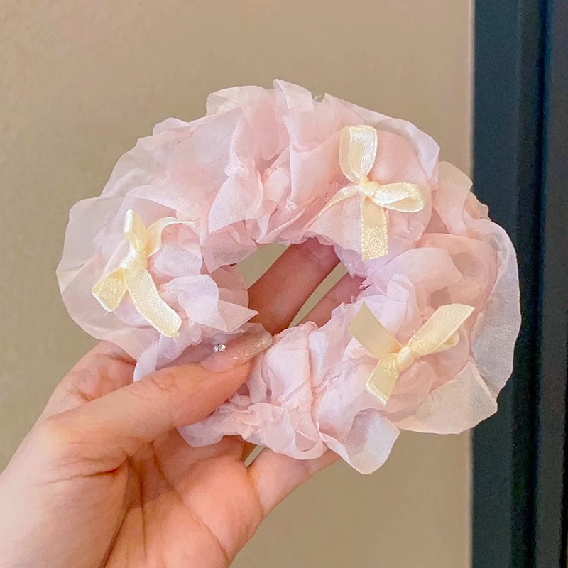 Primavera nueva corbata de pelo de intestino grueso para niños accesorios para el cabello de encaje dulce niña cabeza de bebé flor cuerda para la cabeza tocado de cuerda para el cabello japonés