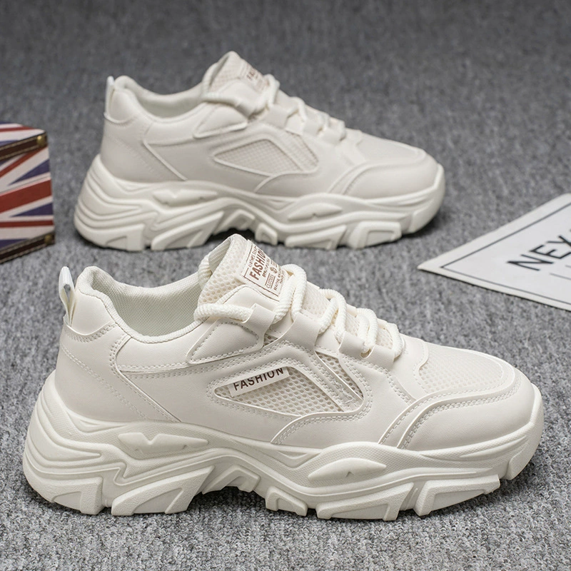 Мужские летние кроссовки 2025 года, новые, на толстой подошве, модные, спортивные, повседневные, белые, для подростков, универсальные, для бега, стильные, как у папы.