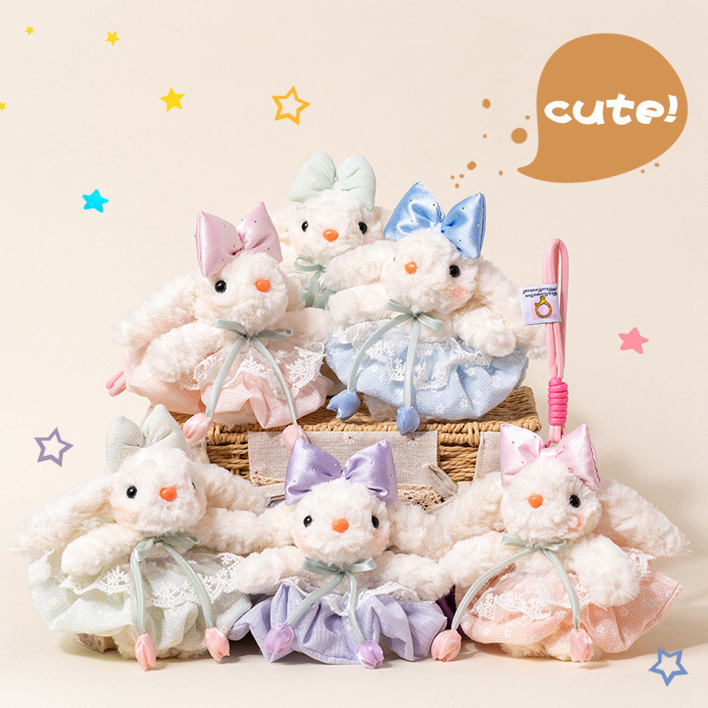 Cute Lop-Eared Rabbit Doll Pendant Lady Rabbit Plush Toy Backpack Pendant Long-Eared Rabbit Doll Birthday Gift
