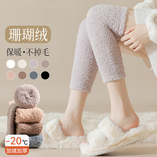 Coral fleece knee socks women's autumn and winter fleece-lined thickened warm home sleep socks women's over-the-knee long socks