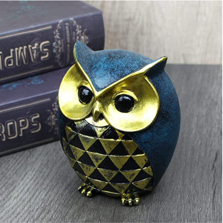 Resin Owl Figurine Blue