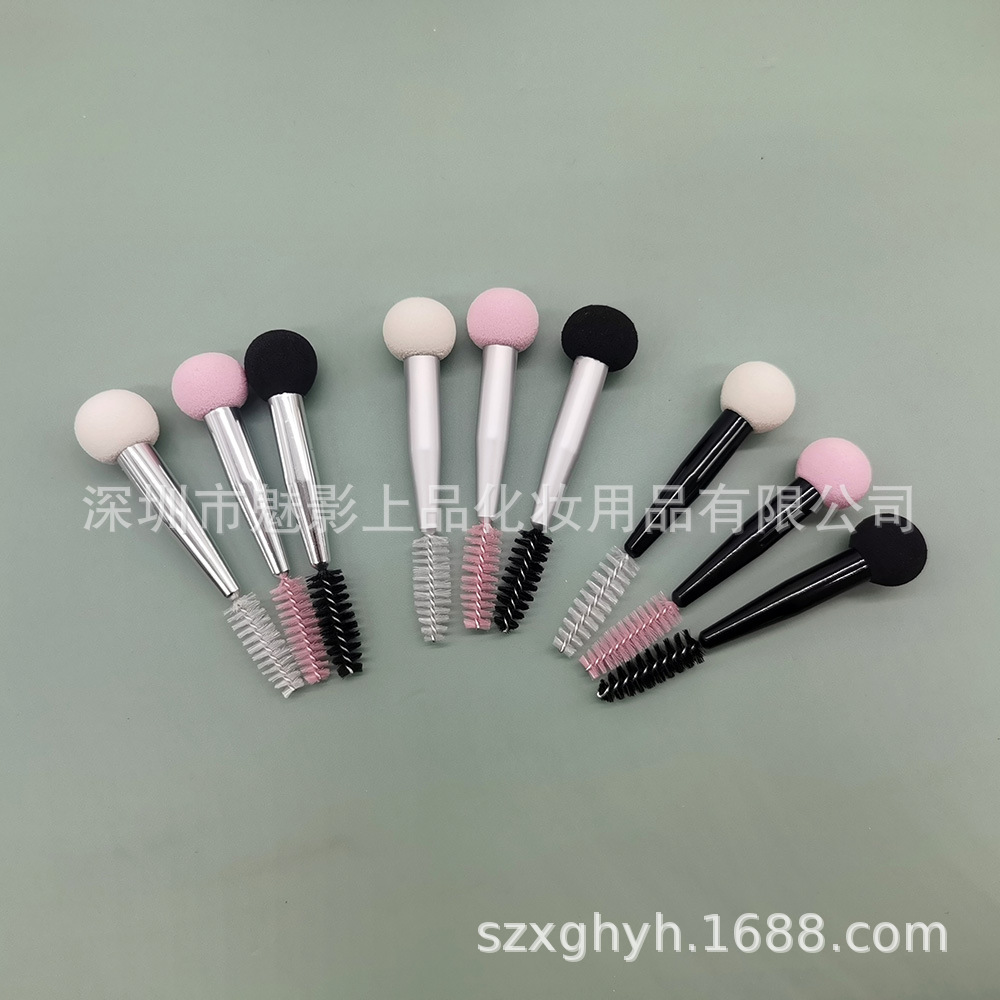 Esponja de doble cabeza cepillo de maquillaje ceja sello ceja polvo ceja líquido crema fácil ceja pestañas formación recubrimiento líquido cepillo