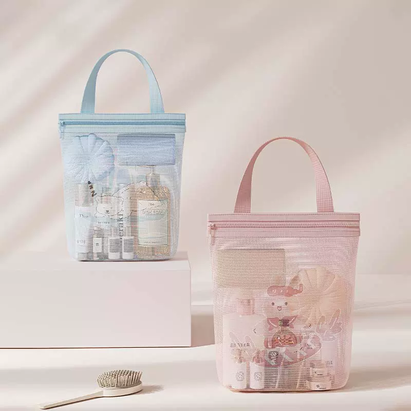 新款卡通网纱洗漱包男女手提便携化妆包出差旅行大容量网眼收纳袋