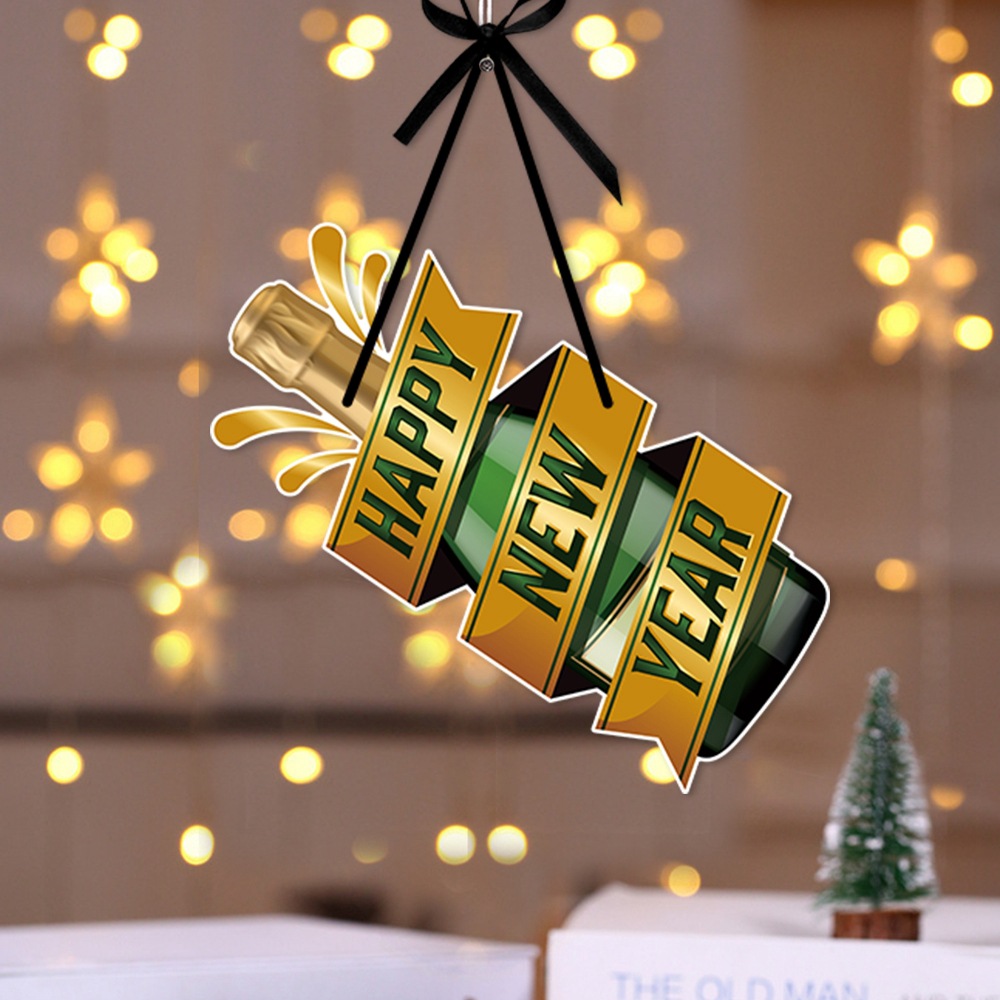 Europeo y americano nuevo día de Año Nuevo decoración de fiesta de año nuevo puerta colgante feliz año nuevo colgante suministros de decoración de Año Nuevo