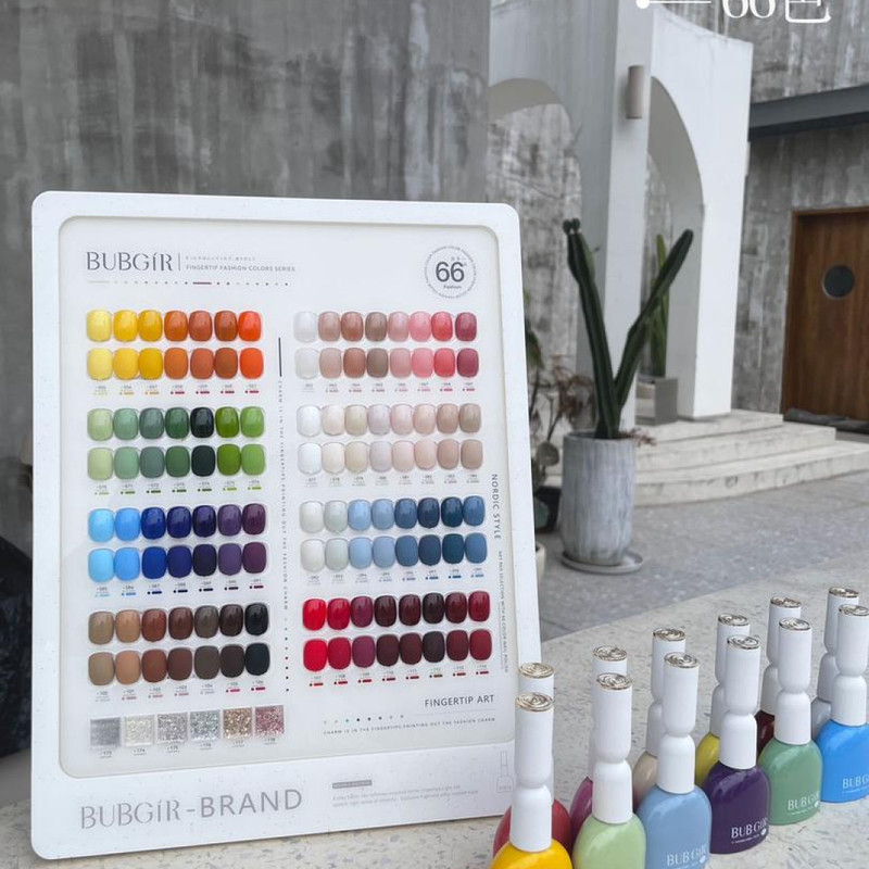 Temu Foreign Trade Foil Rock 15Ml*66Pcs Small Colorful Bottles Nail Polish with Free Color Chart Shein Popular Nail Art Set